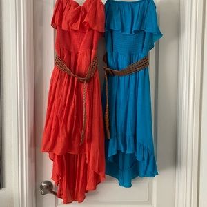 EUC 2 Tube Top A-Line Style Dresses with Detachable Belt Accent